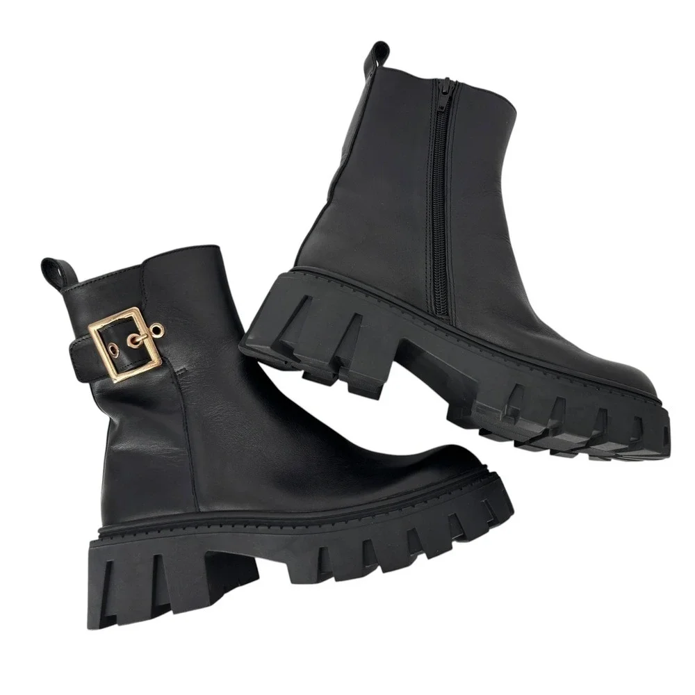 Steve Madden Sameera Boots Lug Sole Womens 6.5 Bikercore